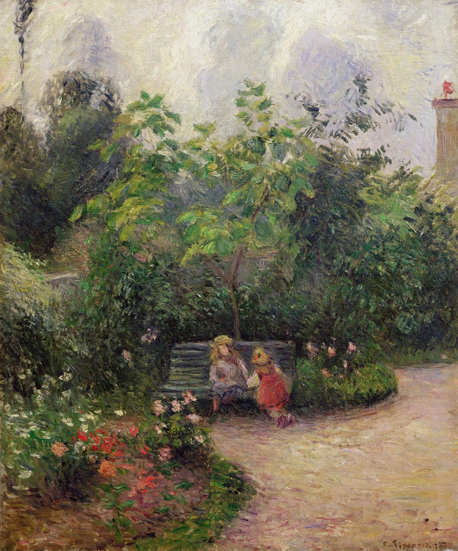 ARTXLXXBN Famous Prints Artwork Pictures Poster Painting Art a Corner of the Garden At the Hermitage Pontoise by Camille Jacob Pissarro Artwork Landscape Pictures for Home Decor 60x90cm