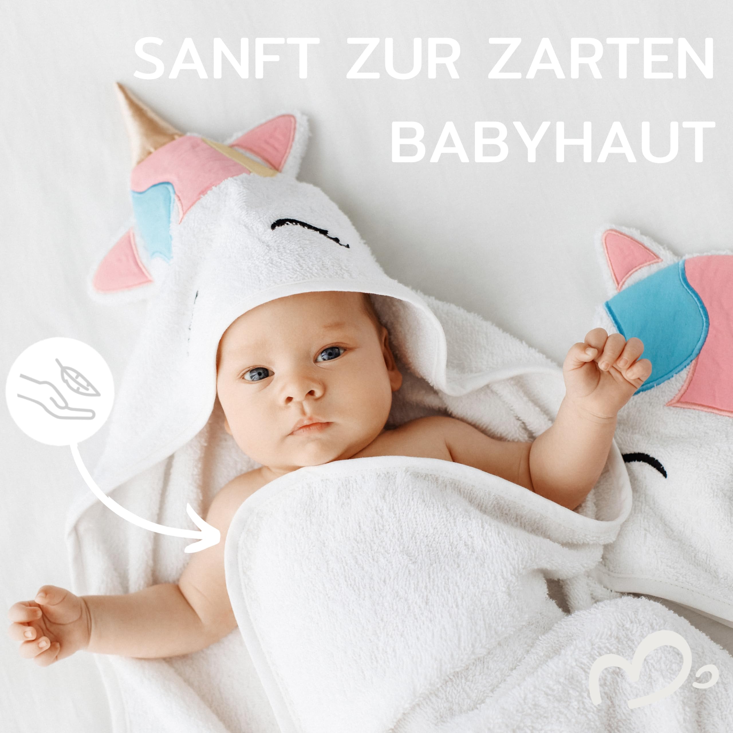 Asciugamano unicorno per bambini 0-3 anni – Asciugamano da bagno 80 x 80 cm con cappuccio e asciugamano – Asciugamano per bambini in morbido cotone – Asciugamano da bagno unicorno come