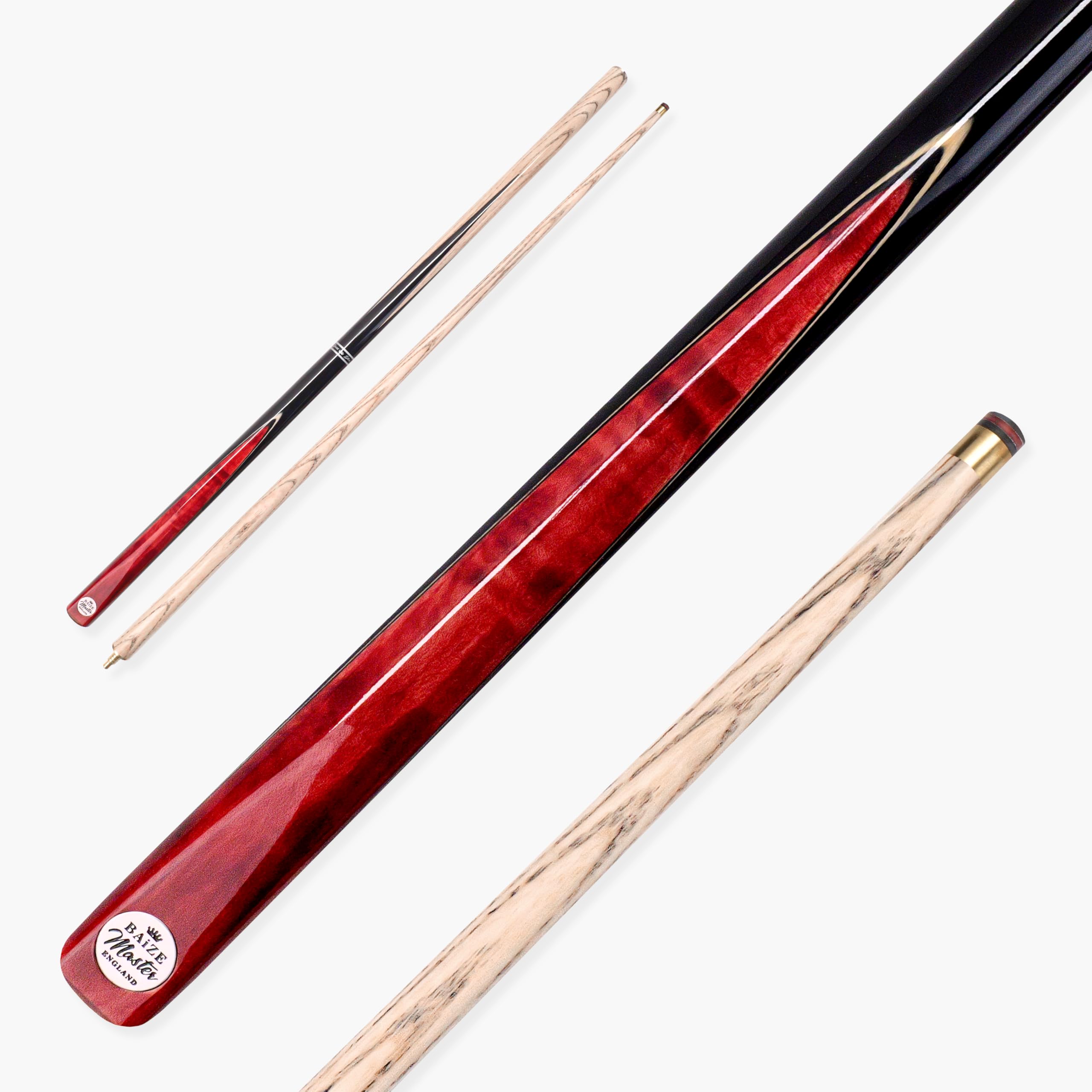 BAIZE MASTER Silver Series CONQUEST 52 Inch Junior 2 Piece Centre Joint Kids Ash Snooker Pool Cue with 9.5mm Layered Tip โ image 1