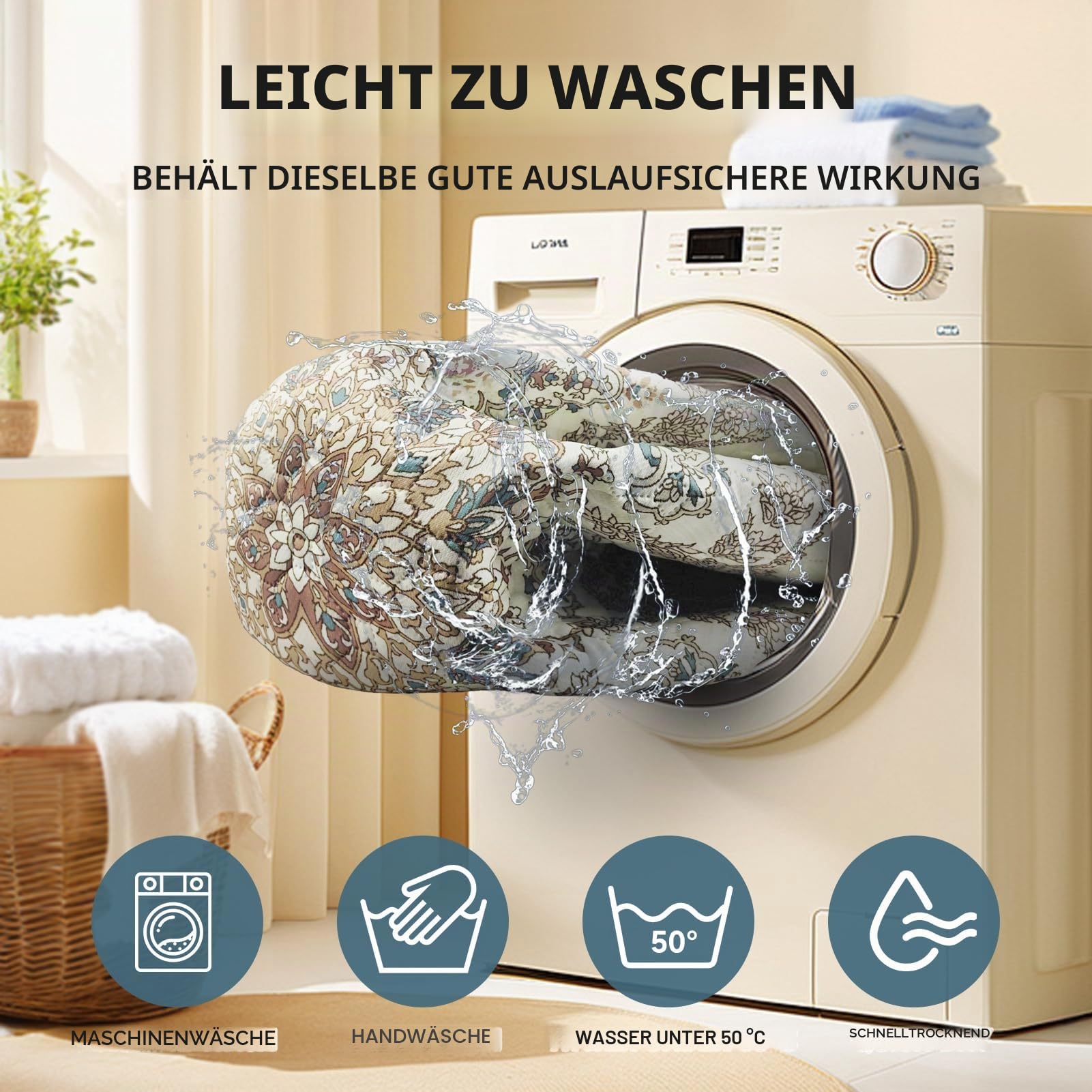 Waschbare Pinkelpads für Hunde, 2 Stück Wiederverwendbare Puppy Pads 122x92cm Super saugfähige wasserdichte Pet Training Pads, Anti-Rutsch-Töpfchen Pads (Graues Medaillon, 122 x 92 cm (2 Stück))