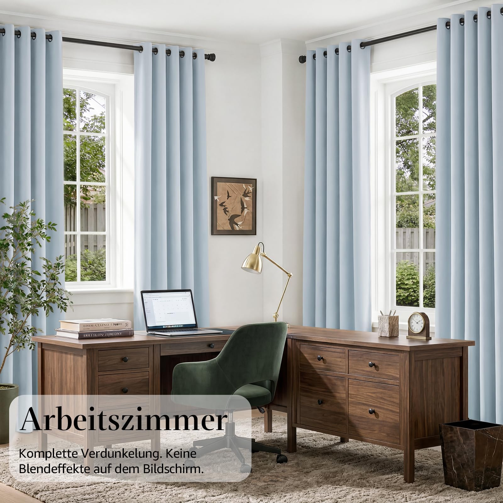 TOPICK Cortinas Cortas Opacas 140An x 200Al cm 2 Paneles Azul Claro | Cortinas Blackout Térmicas Aislantes Frío y Calor Grises con Ojales Modernas para Ventanas Salón Dormitorio Cocina