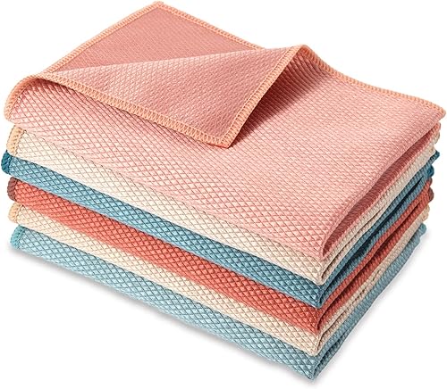 Paños de limpieza milagrosos reutilizables de microfibra para lentes, ventanas, platos, interior del automóvil (6 unidades, tamaño 11.4 x 15.7