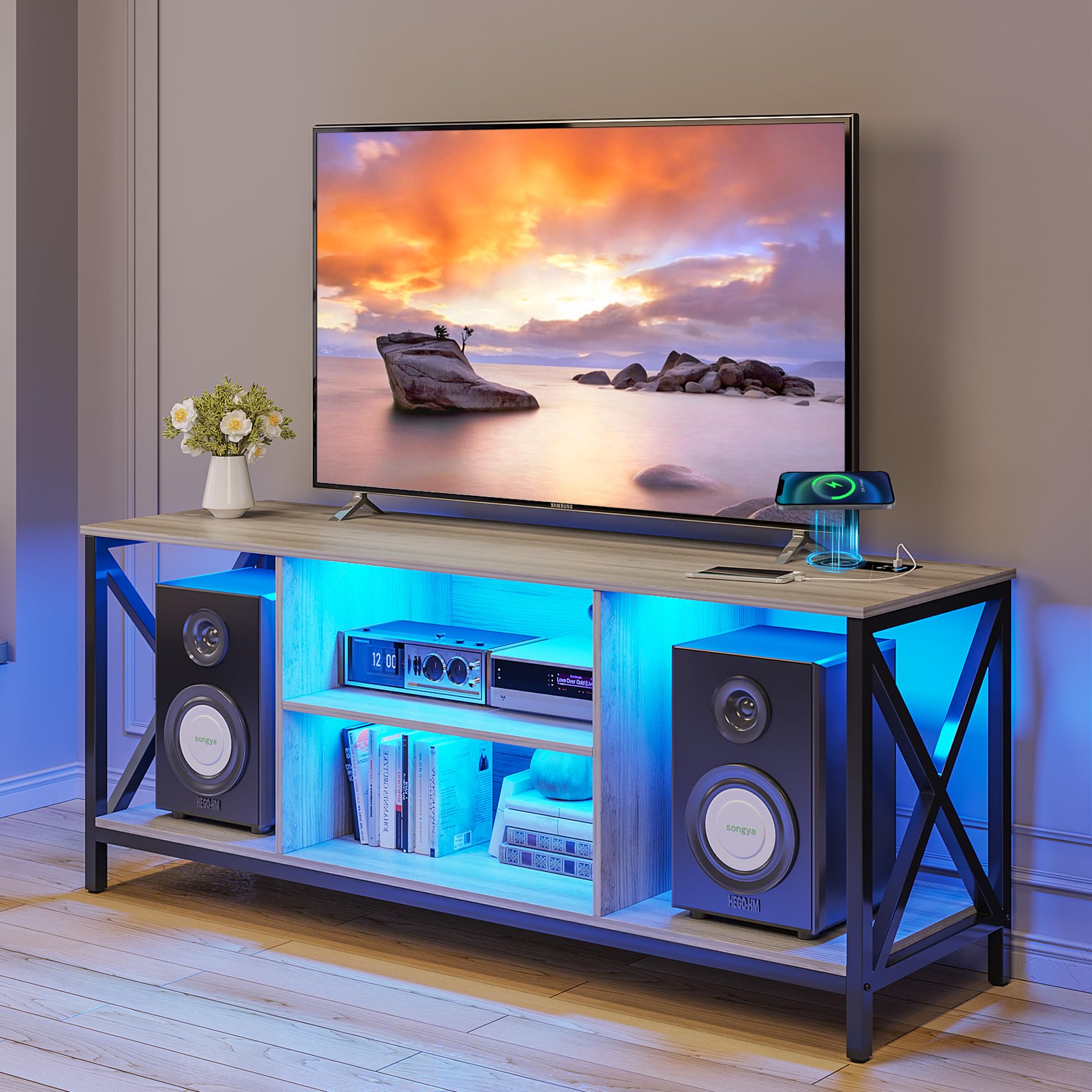 Buy FOMNEY LED TV Stands for 65+ Inch TV, Entertainment Center with