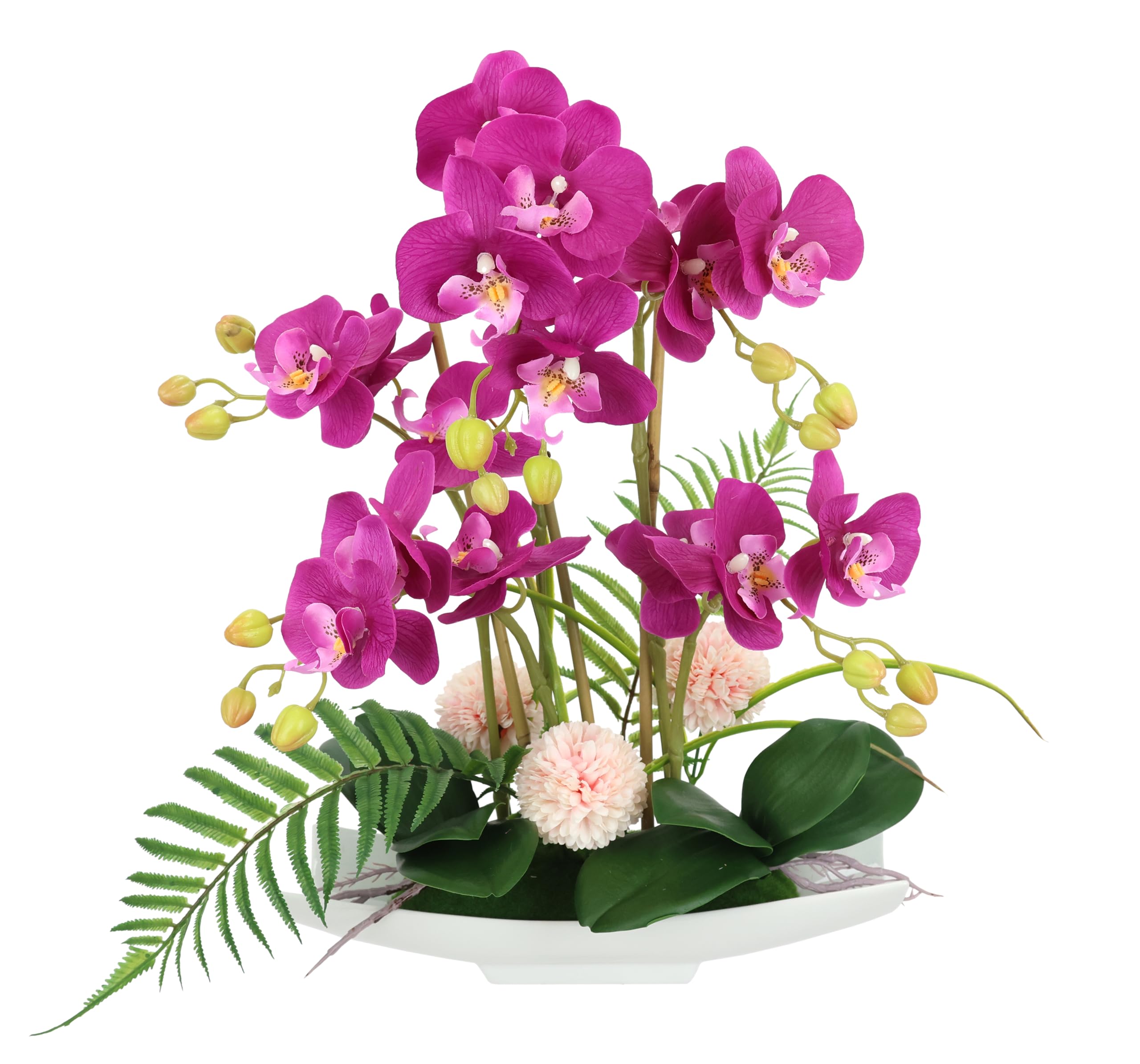 Künstliche Orchidee 52cm in Keramik-Schale Kunstblume Blume Kunstorchidee Phalaenopsis mit Übertopf Kunstpflanze Hochzeit Deko Schmetterling Dekoblume Seidenblume Blumenarrangements, rosa