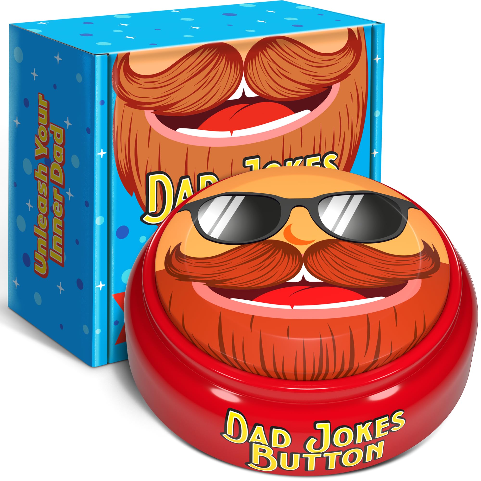 Dad Gifts for Fathers Day - 100+ Cheesy Dad Jokes + 60-Second Voice Recorder – Push for Laughs with Dad Joke Button – Last Minute Gifts for Dad, Husband, Grandpa, Men – Birthday Gifts from Daughter
