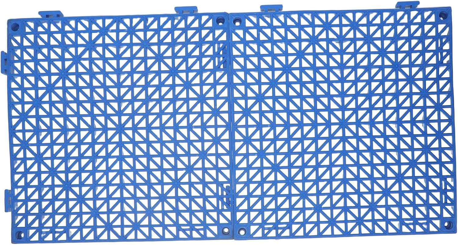 2pcs Blue 30x30cm PVC Non-Slip Interlocking Drainage Floor Mats for Bathroom Shower, Outdoor Patio, Garage and Pool Deck Use