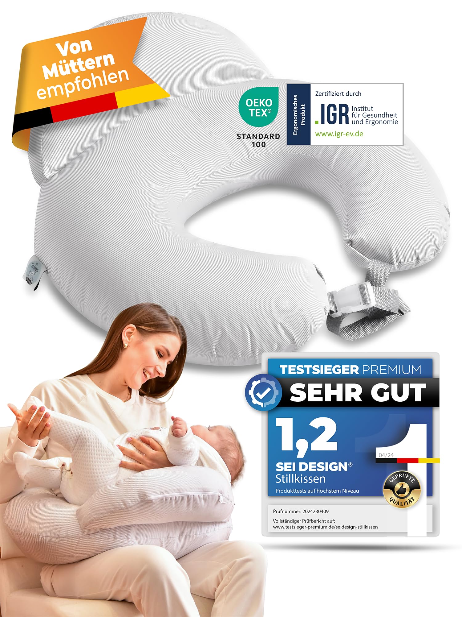 Cojín de lactancia con cinturón ajustable para la cadera y cojín de seguridad, para mayor seguridad para madres y bebés para dormir de lado, cojín de lactancia, cojín de lactancia, almohada de