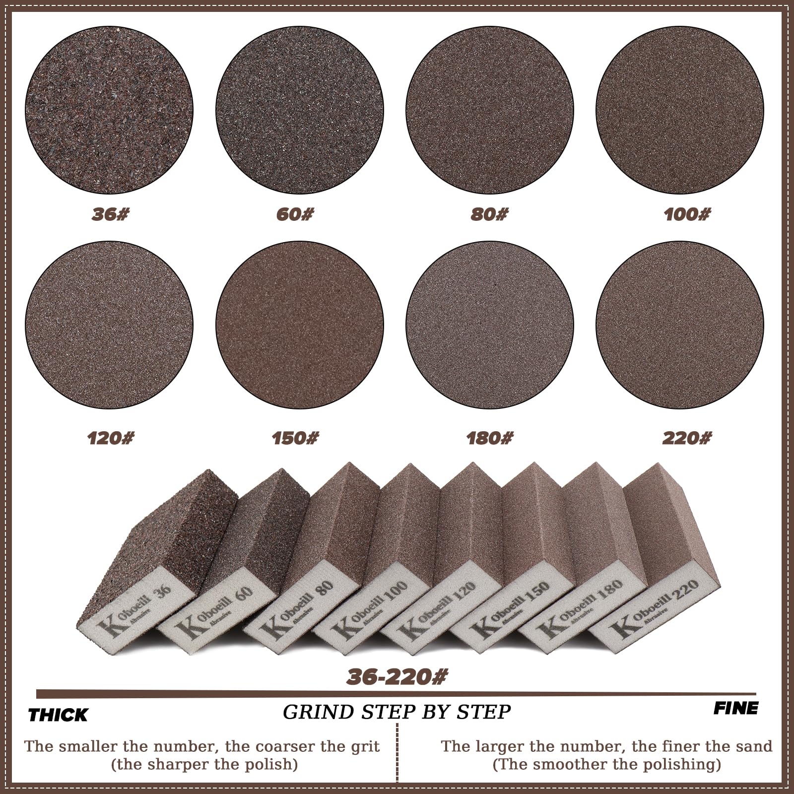 Éponge De Ponçage (12 Pièces) : Assortiment De 4 Spécifications (grossier, Moyen, Fin, Superfin