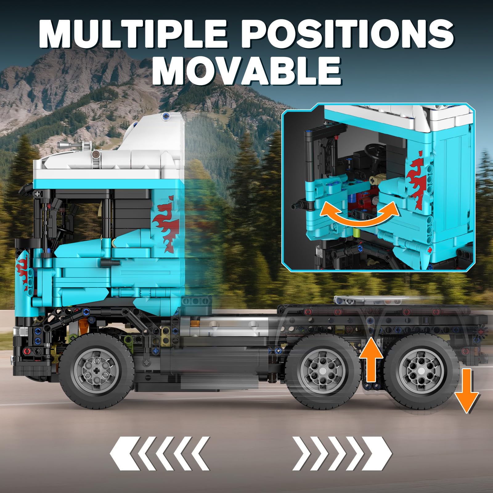 Mould King 13203 Technik LKW Bausatz-Modell mit über 2060 Bausteinen, Truck Modell Klemmbausteine Konstruktionsspielzeug für Sammler