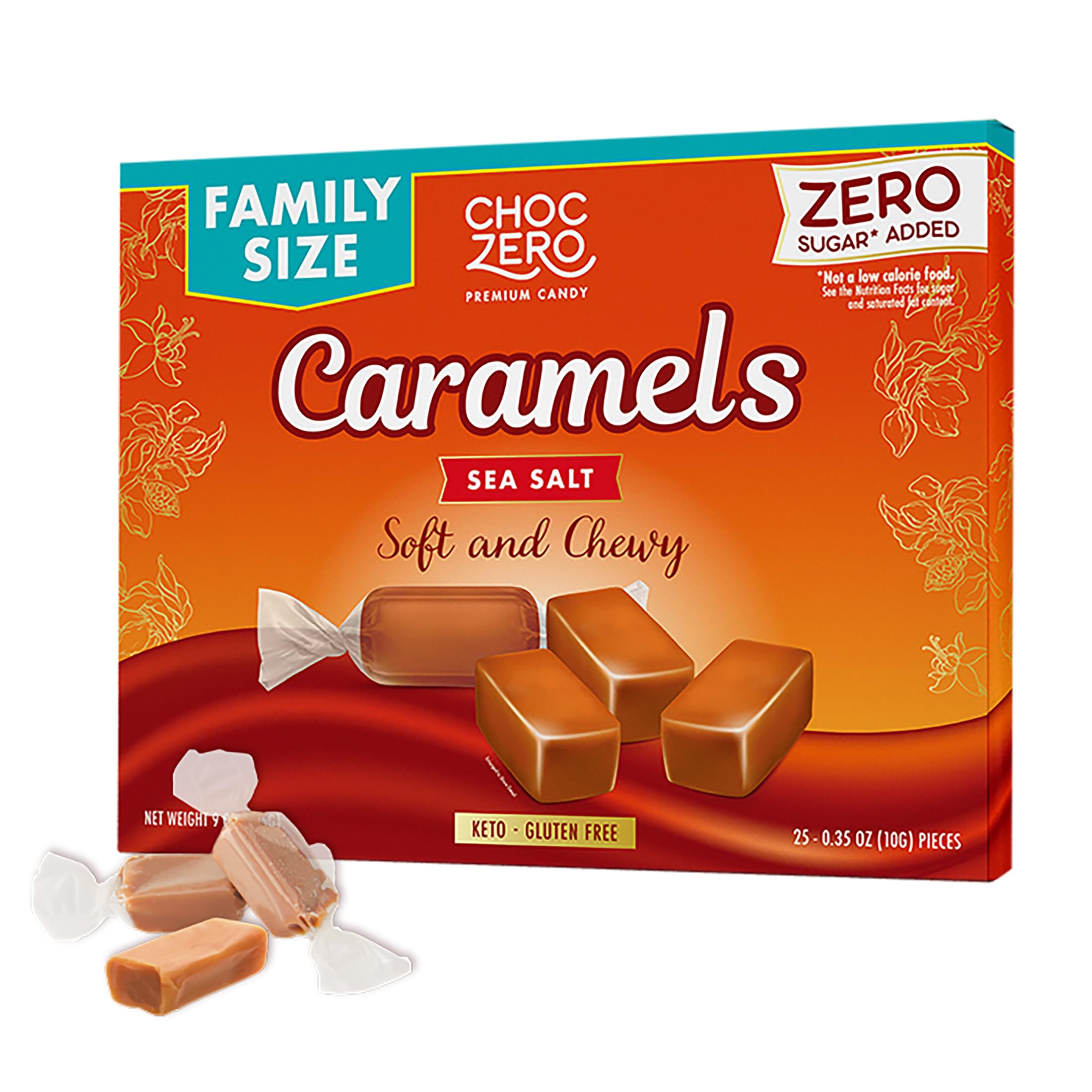 ChocZeroSugar Free Caramels - Keto Caramel Candy - All Natural, Classic Candies - Low Carb Snack (9oz Box)