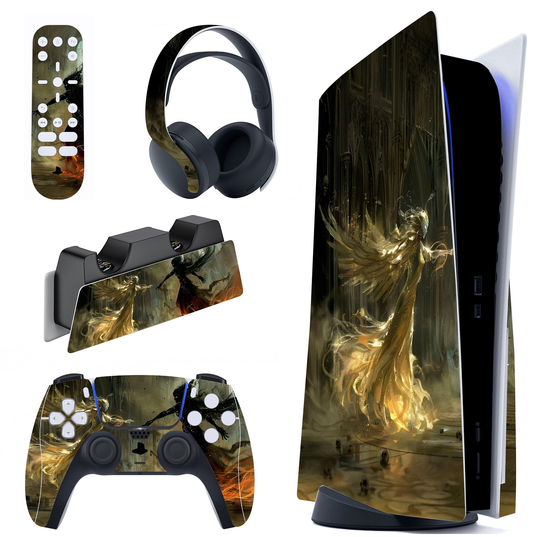 PlayVital Calcomanía Vinilo para ps5 Edición Disc - Pegatina Completa para Consola, Control, Estación de Recarga, Control Remoto y Audífonos, Skins Cubierta Protectora Adhesiva(Grano de Madera) — view 52