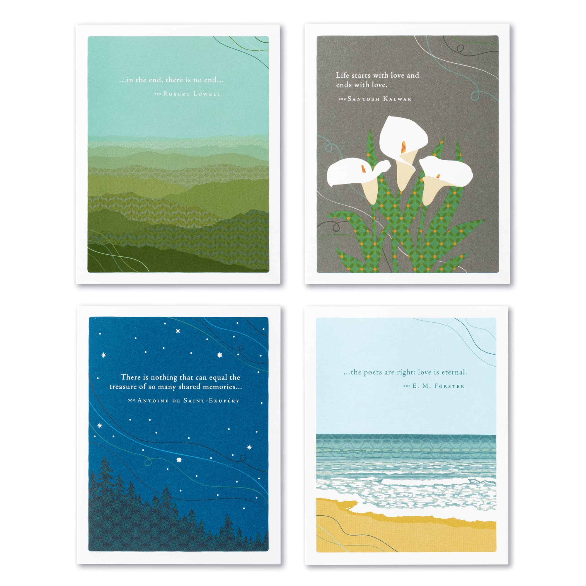 Compendium Positively Green 4-Pack of Sympathy Cards - Assorted Designs, 5.38 in x 4.25 in, Sympathy - Assorted Pack, 5.38" X 4.25"