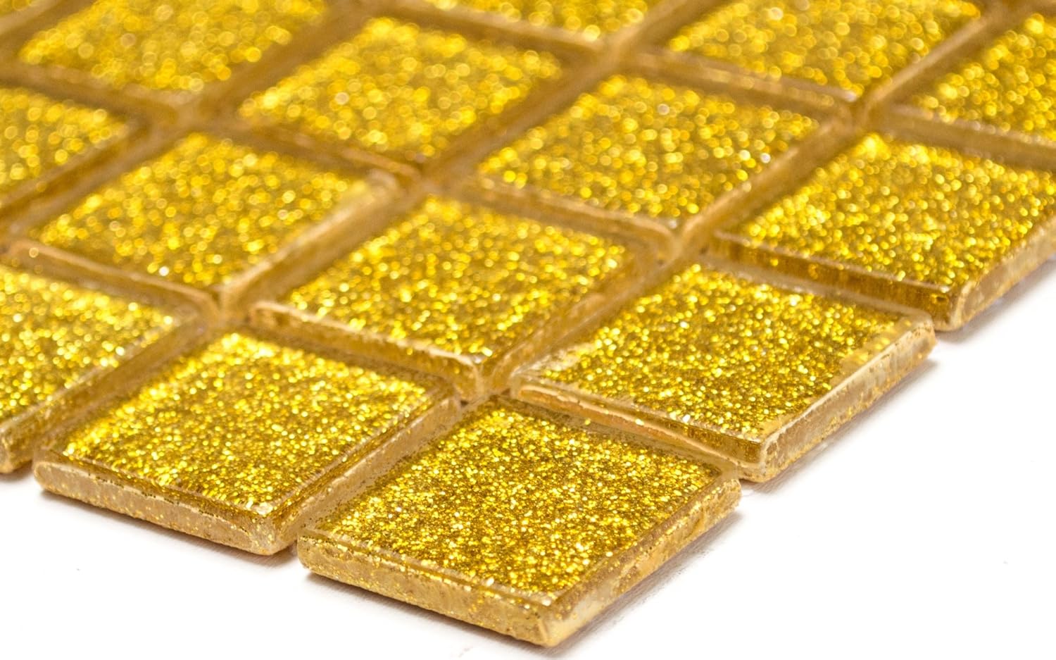 Mosaik Verbund Crystal Glas/Gold - 15x15/48/98x8mm Steine Auf 298x338mm Bogen