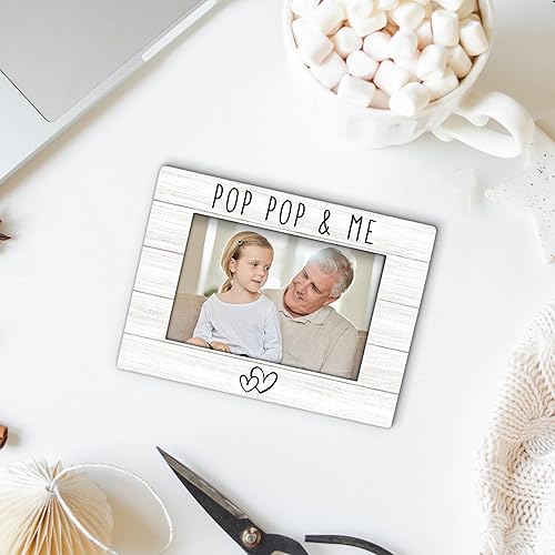 Miniatura 6 de Marco de fotos Pop Pop Gifts de 4 x 6 pulgadas, marco de fotos de madera PopPopPop, regalos de cumpleaños para el abuelo de parte de los nietos,