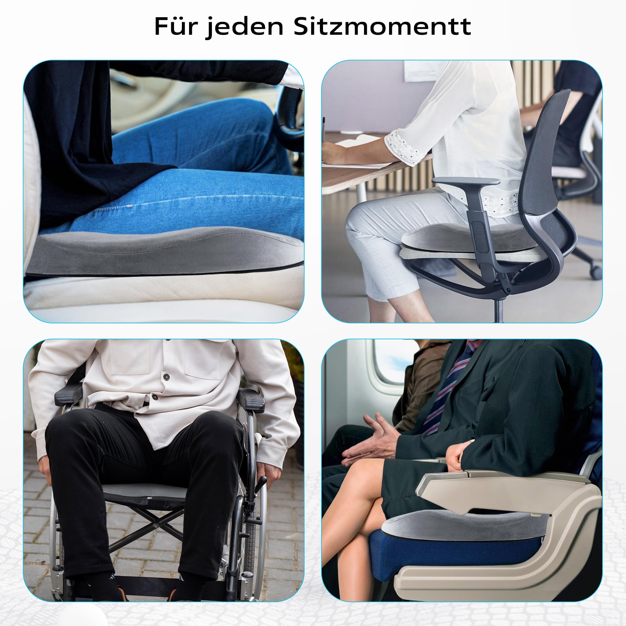 Donut Kissen–Hämorrhoiden Sitzkissen für Steißbein Entlastung, Ergonomisches Memory Foam Kissen, Geeignet für Bürostühle, Autos und Rollstühle