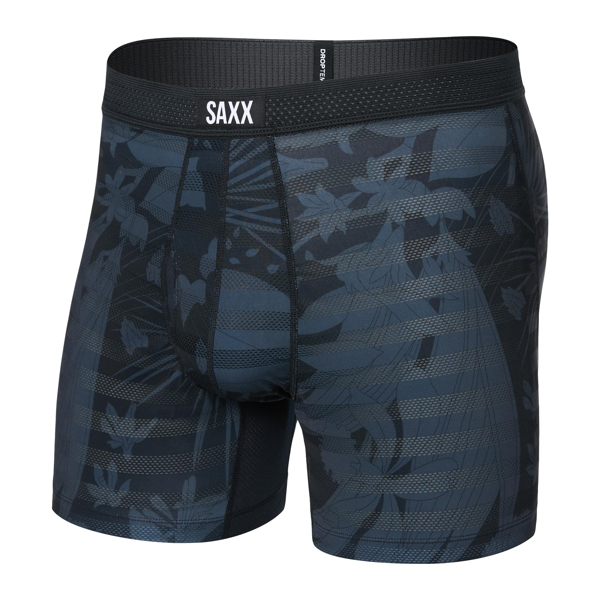 SAXX Underwear Co. Men's Underwear with Pouch Droptemp Cooling Mesh Boxer Brief Fly, Jungle Noir-black, S