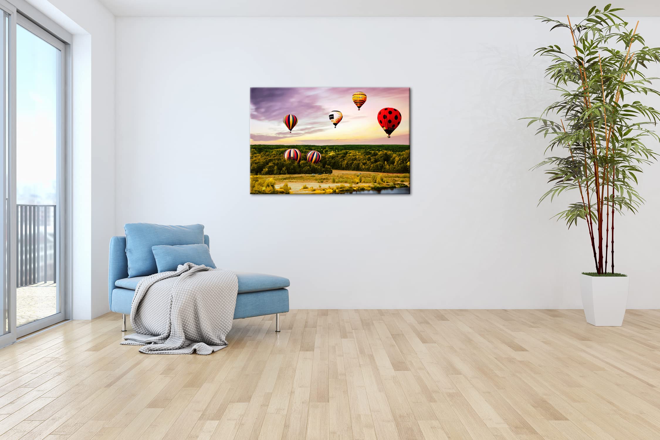 Obraz na płótnie balonem na gorące powietrze – wolność nad chmurami format: 90 x 60 cm XXL druk artystyczny obraz na blejtramie/obraz ścienny/dekoracja salonu