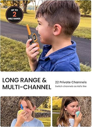 Vista 20 de FOREDOM Walkie Talkies J388C para niños, paquete de 2 de largo alcance con linterna Rosado