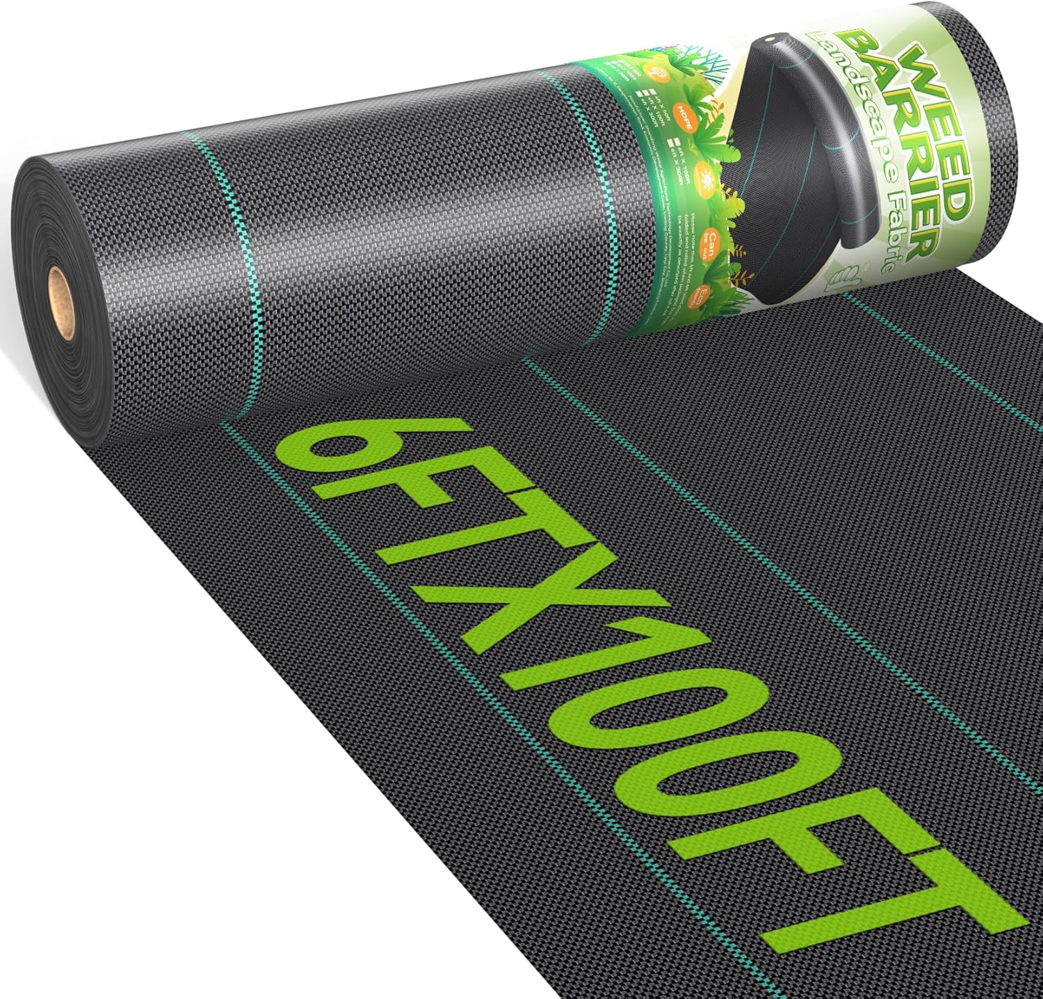 6ftx100ft Weed Barrier Landscape 3.2oz Fabric Heavy Duty, Woven Weed Control Cloth, Woven Geotextile Fabric for Underlayment, Gardening Ground, Commercial Driveway Weed Block Cover Mat 6ft x100ft