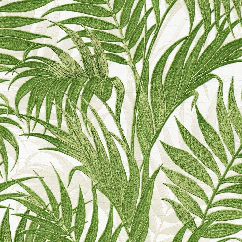 Design Id White/Green Grace Tropical Palm Wallpaper Gr322110