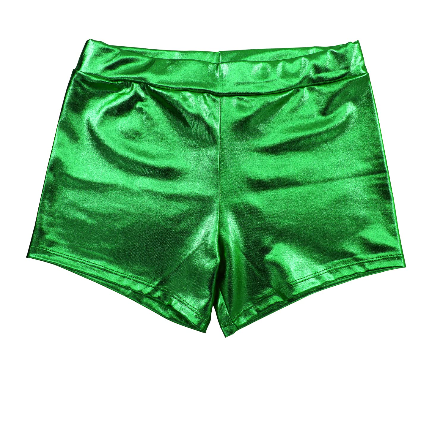 Carnavalife Women's Green Shiny Metallic Shorts For Sexy Culotte For Costumes Dance Disco And Parties, L