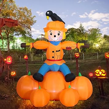 Joliyoou 5FT Fall Day Inflatable Decoration, Lighted Air Blown
