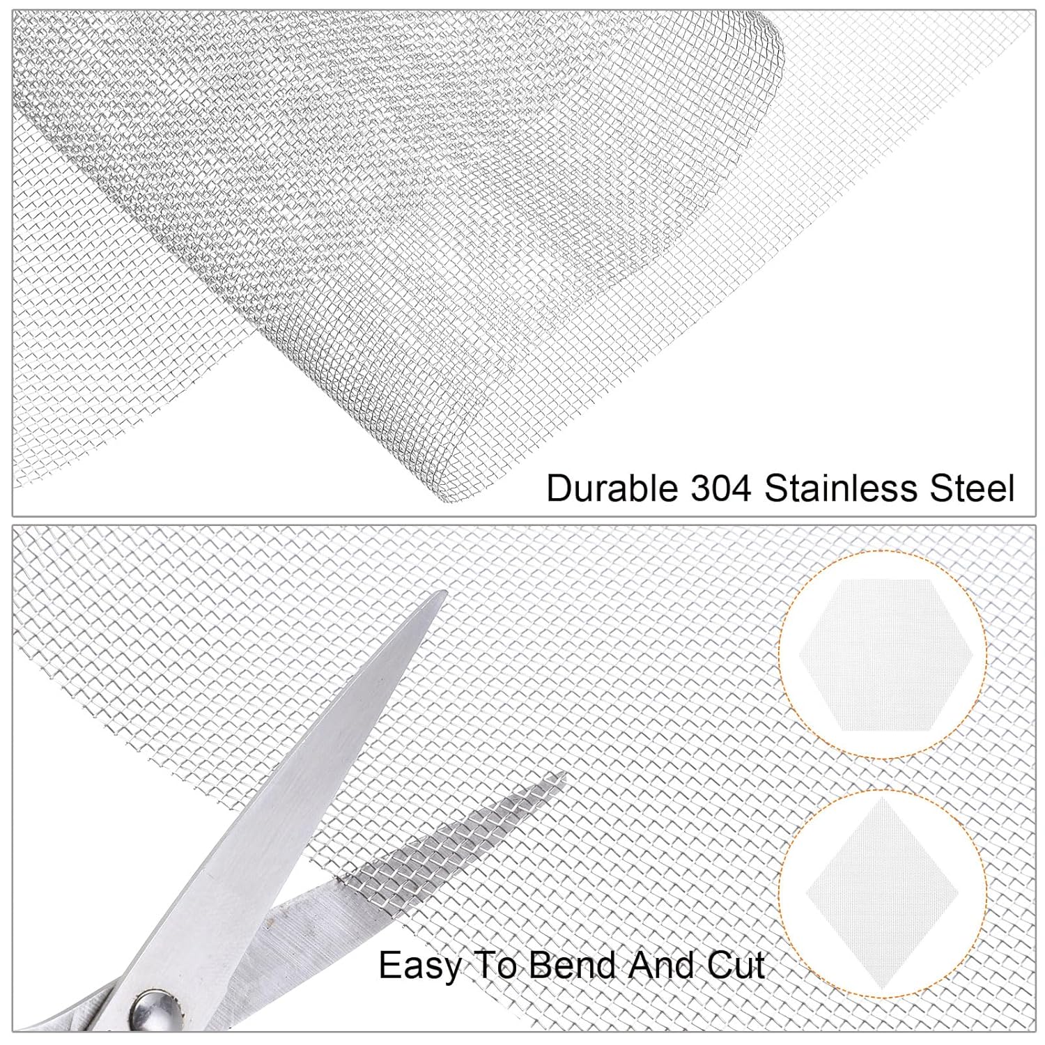 MECCANIXITY 12x12 Inch Wire Mesh Screen 304 Stainless Steel Air Vent Screen Mesh, 1mm Hole 20 Mesh Chicken Wire Fence Roll for DIY Projects Garden Cage Window Screen (30x30cm), 4 Pcs