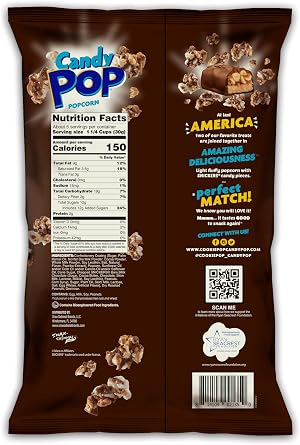 Snickers Candy Popcorn Light Fluffy with Chocolate For Snacks, Lunches Movie Nights5.25oz 149g