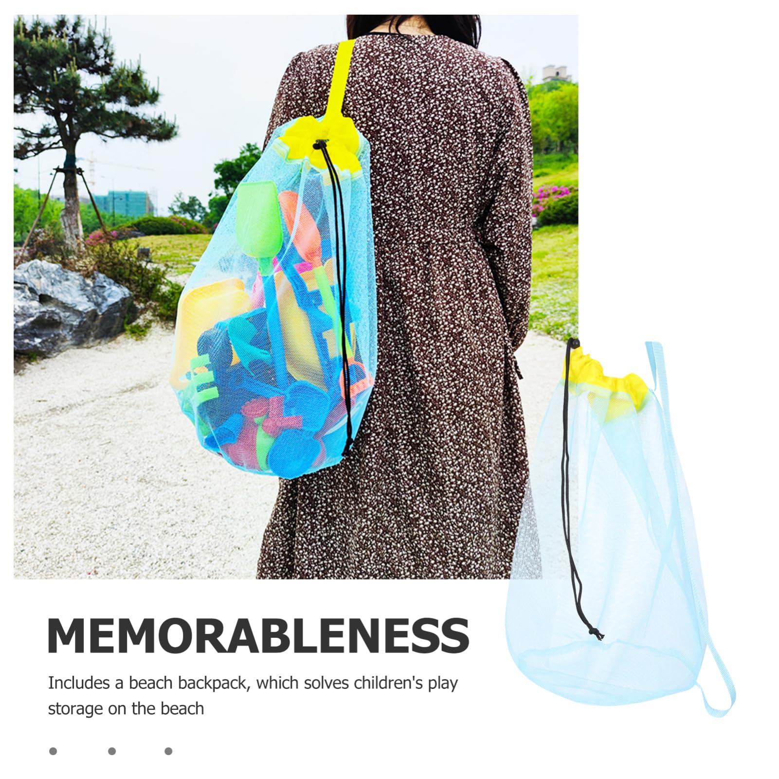 BESTYASH 4stücke Beach Bag Mit Mesh-design Tragetasche Für Sandspielzeug Leicht Und Platzsparend Mit Kordelzug Für Junge Mädchen Am Strand Sandkasten Vielseitig Einsetzbar Als
