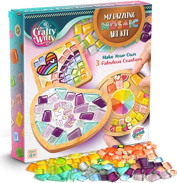Glittery Garden Mosaic Craft Kit - Decorate Your Own Coaster with Glass ...