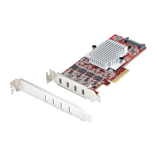 StarTech.com 4-Port USB-C 10Gbps PCIe Card, 4X Independent USB 3.2 Controllers, PCI Express 3.0, Low Profile, TAA