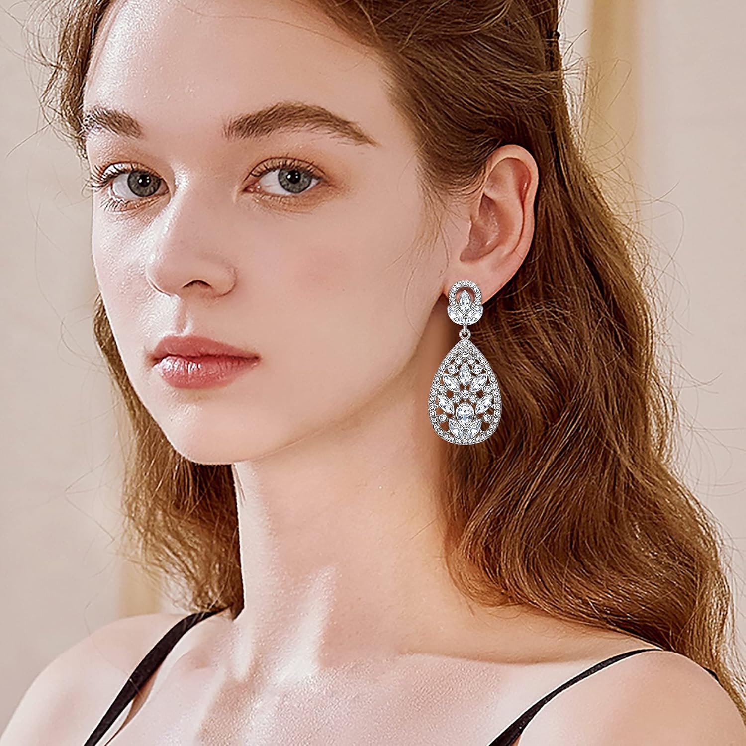 EleQueen Women's Wedding Bridal Austrian Crystal Bohemia Teardrop Chandelier Dangle Earrings - Image 6