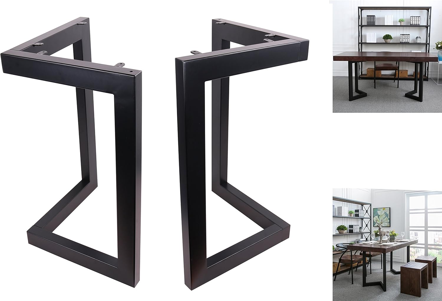 Patas de mesa de comedor de 34 pulgadas, patas de mesa de acero en forma de L, patas de mesa de estilo rústico, patas de mesa de oficina, patas de