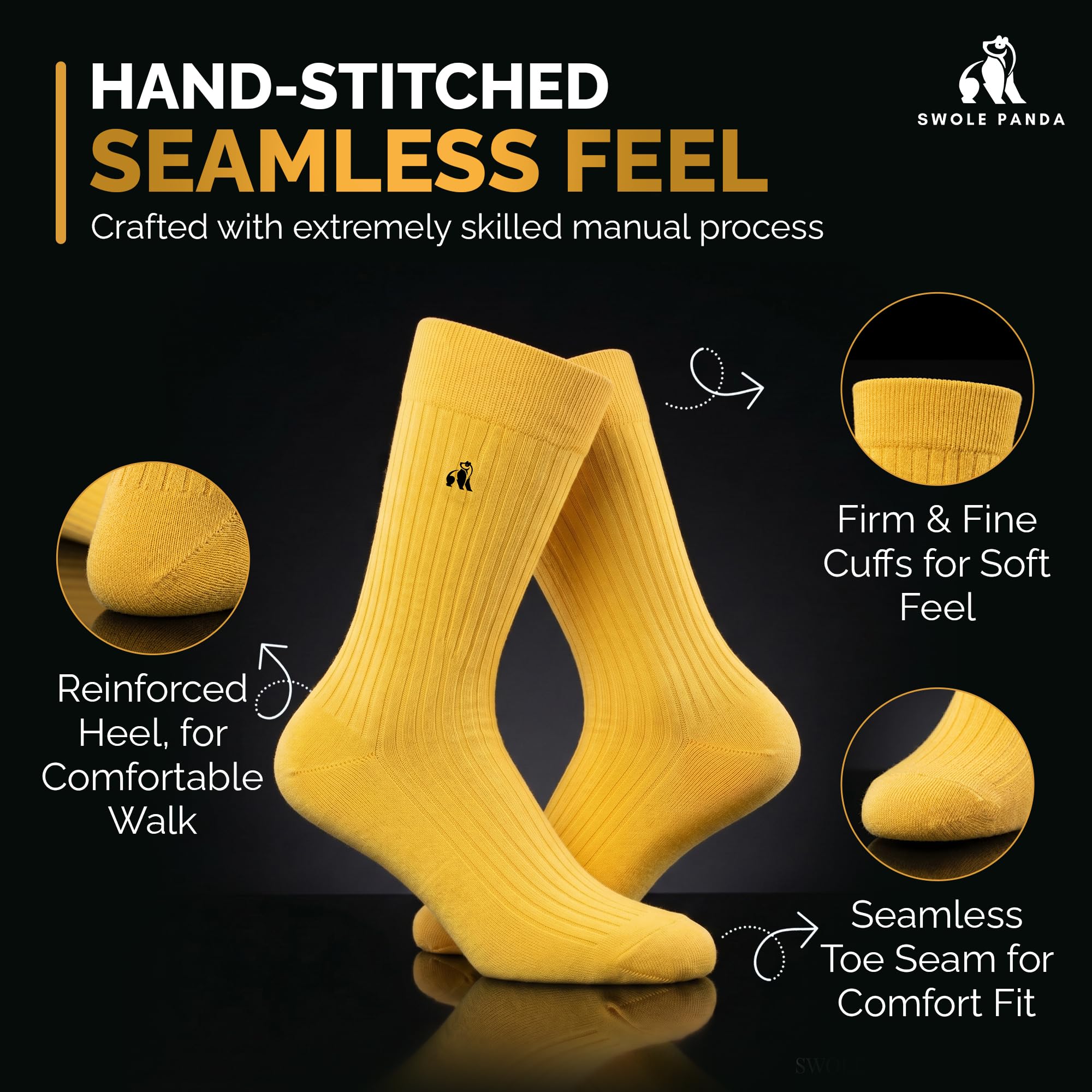 SWOLE PANDA | Luxury Super Soft Bamboo Socks For Men, 3 Pack Gift Box, Size 7-11