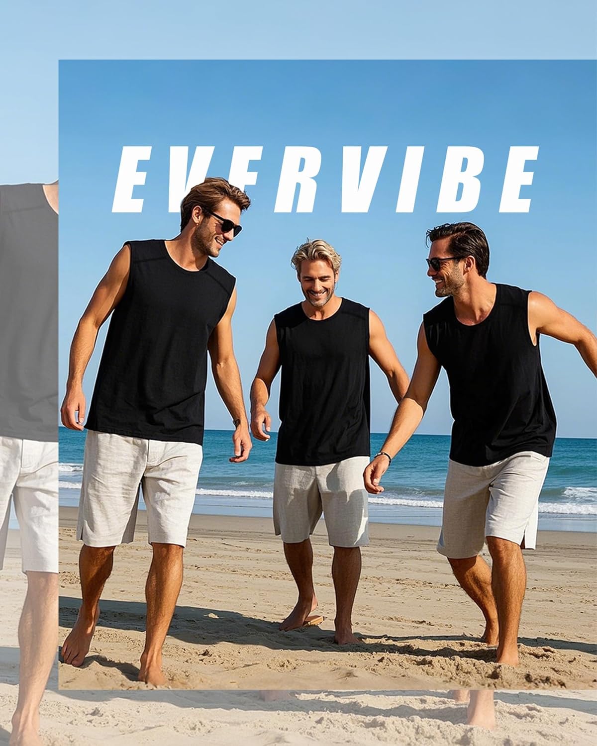 3 Pack Men's Big and Tall Tank Tops, Crewneck Sleeveless Tee Shirts Workout Swim Running Gym Muscle Shirts - Image 3