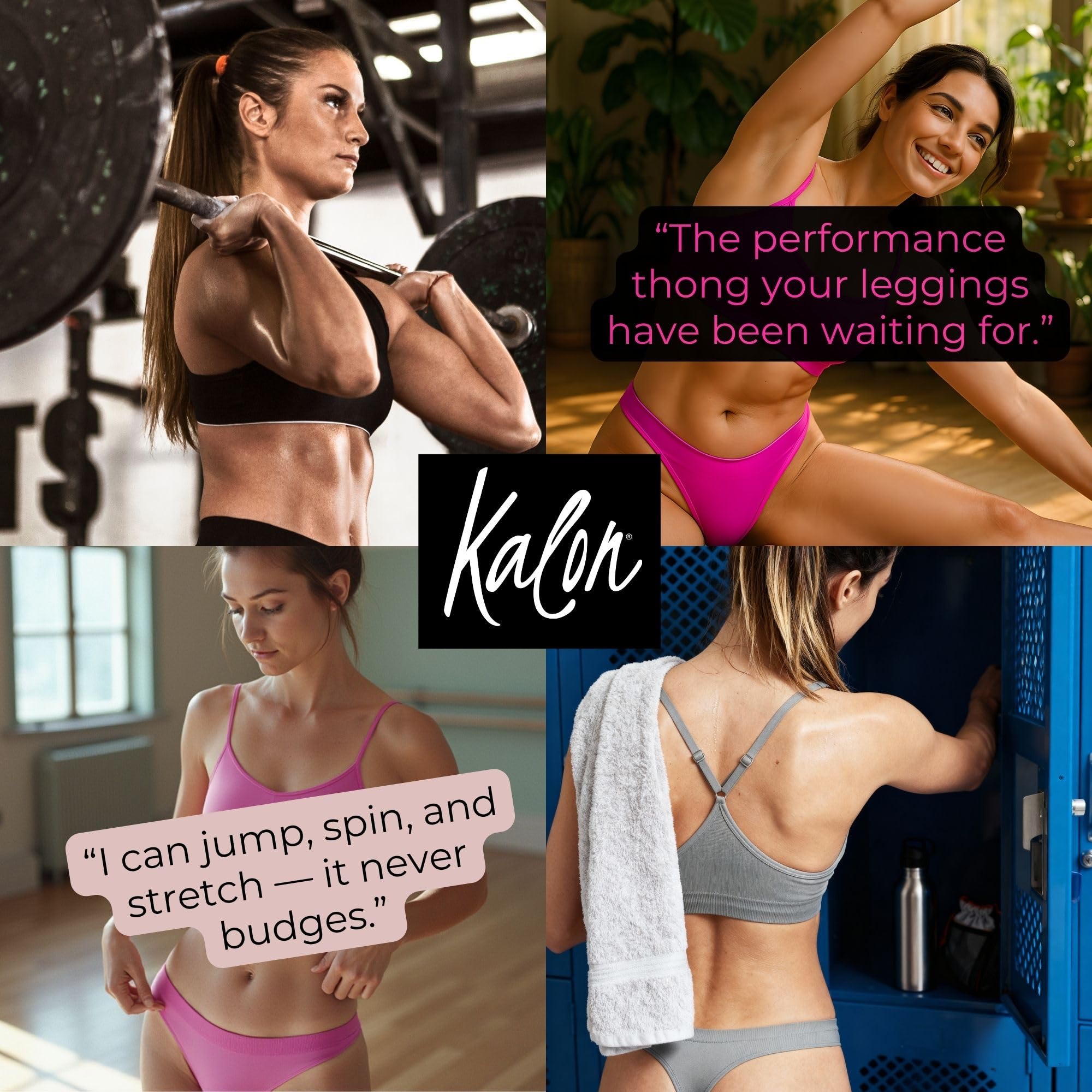 Kalon Women's 6 Pack Nylon Spandex Thong Underwear