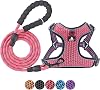 BAAPET Breathable Dog Harness for Small Puppy, Medium or Large Dogs Step-in and Air Mesh with 6 Feet Reflective Rope Dog Leash XL - 6 FT x Chest 24~28'', Pink
