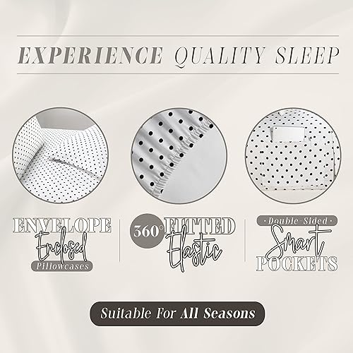 Miniatura 4 de Elegant Comfort Delilah Polkadot - Juego de 6 piezas, resistente a la decoloración y a las arrugas, 1500 sábanas bajeras de microfibra de alta