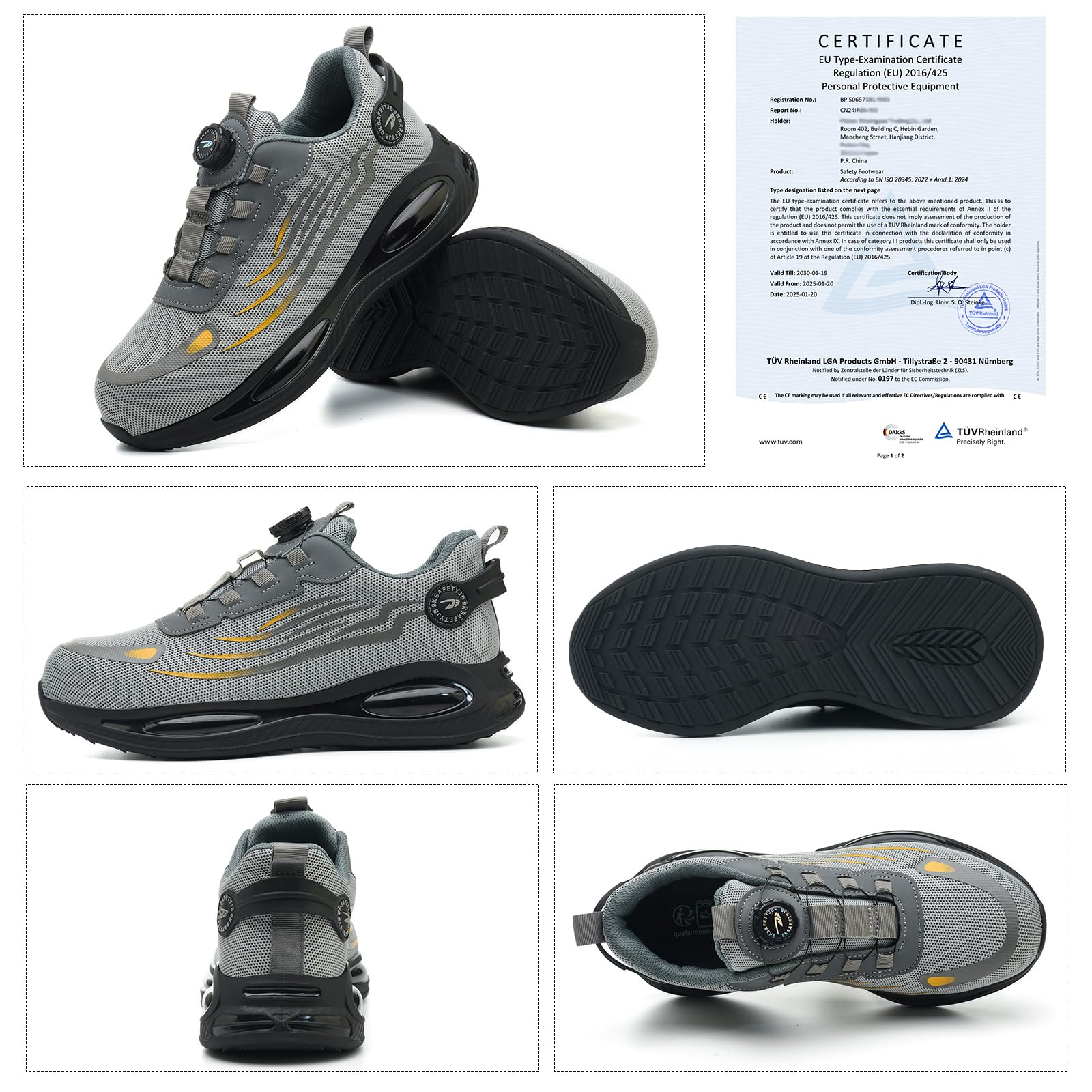 Scarpe Antinfortunistiche Uomo Donna Scarpe da Lavoro Leggere Scarpe Sicurezza con Punta in Acciaio Sportive Antiscivolo Traspiranti Comode 38-46 EU