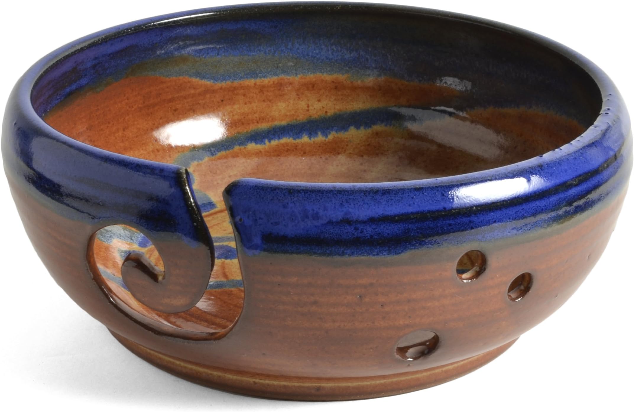 MJ Wilkinson Pottery 8-inch Yarn Bowl, Blue/Shino