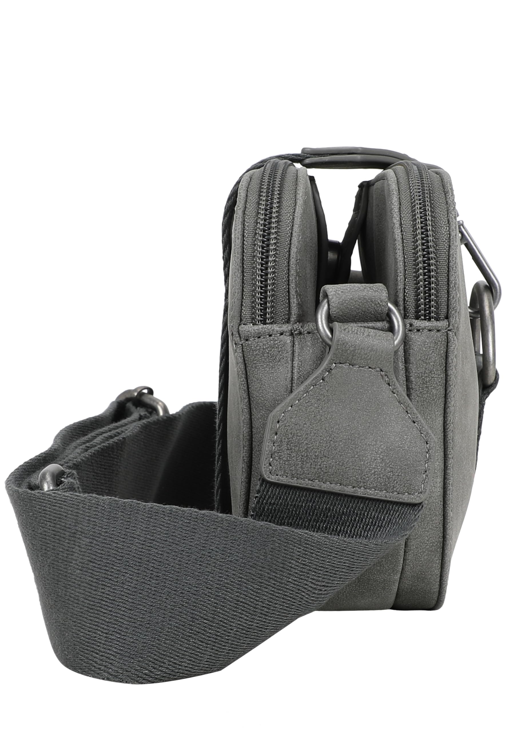 Fritzi Jumy Cross Umhängetasche Kunstleder Damen Crossbody Handtasche Festival City vegan Reissverschluss 14,5 x 22 x 7 cm – Anthrazit, Grün, Hellgrau