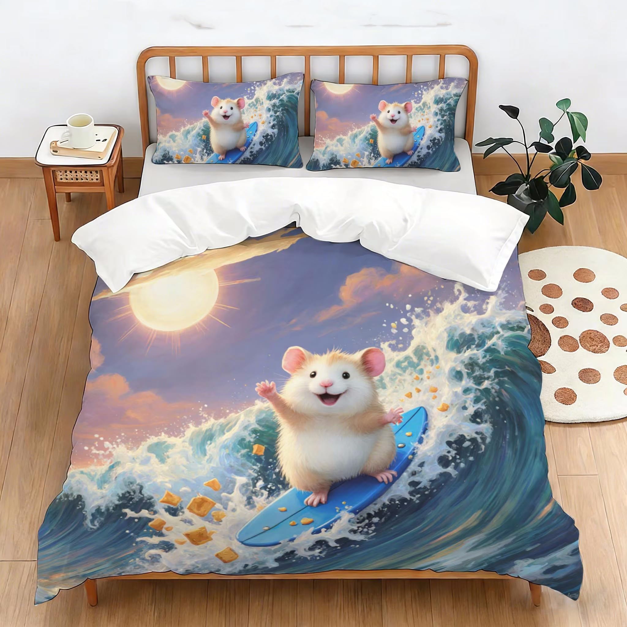 Housse de couette hamster 220x240 cm respirante anti-glissement avec fermeture éclair