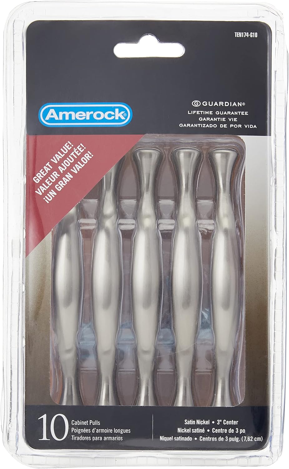 Amerock | Cabinet Pull | Satin Nickel | 3 inch (76 mm) Center to Center | Everyday Heritage | 10 Pack | Drawer Pull | Drawer Handle | Cabinet Hardware