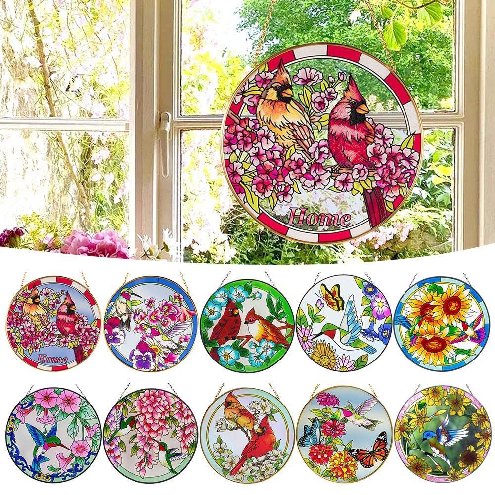 Gebrandschilderd glas kwartelvogel, ornament, decoratie, zonnevanger, cadeau - België
