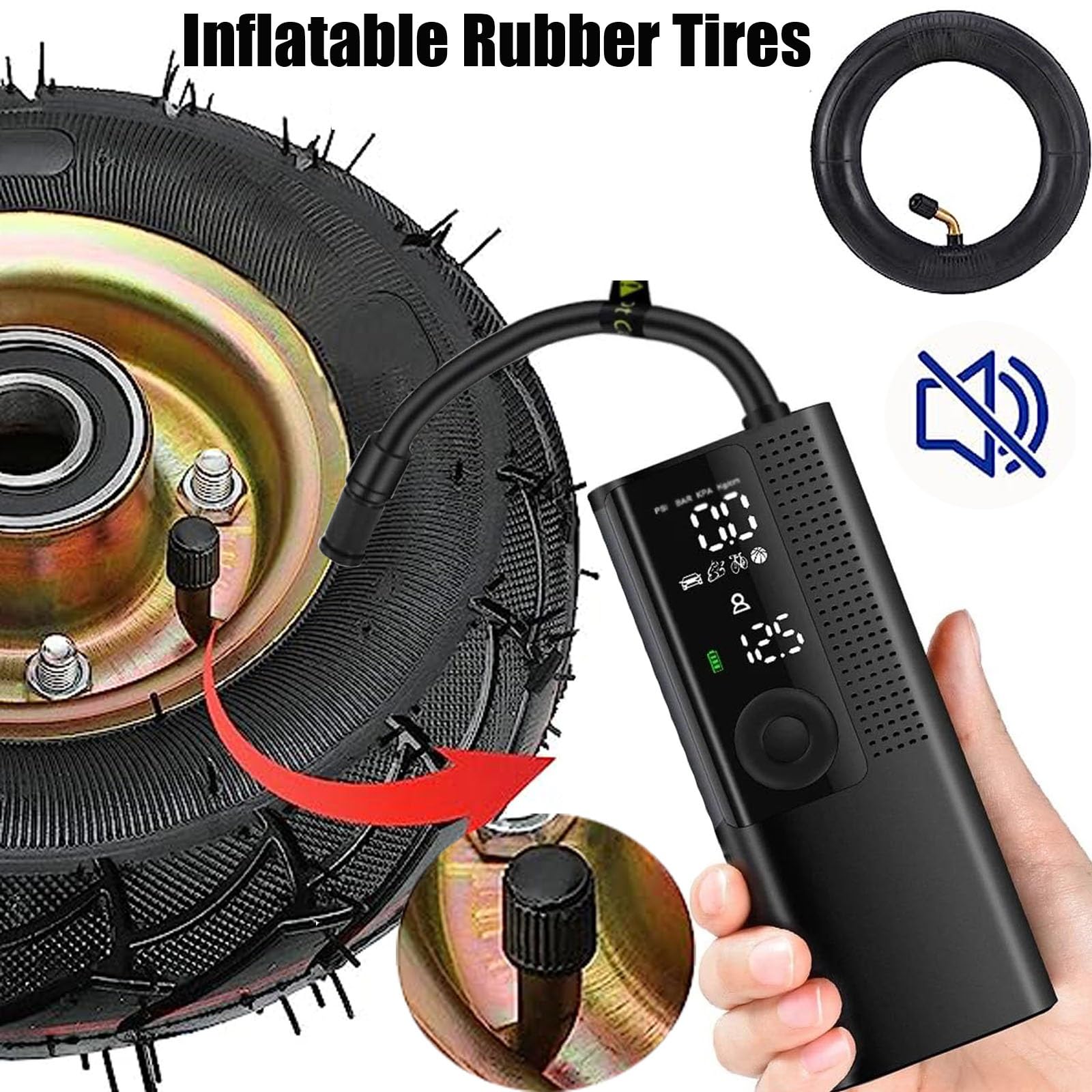 WORDFUN Heavy Duty Replacement Rubber Casters Pneumatic Swivel Caster, Vacuum Style, Shock Absorption Mute Castors, For Hand Truck/Trolley/Garden Utility Wagon Cart