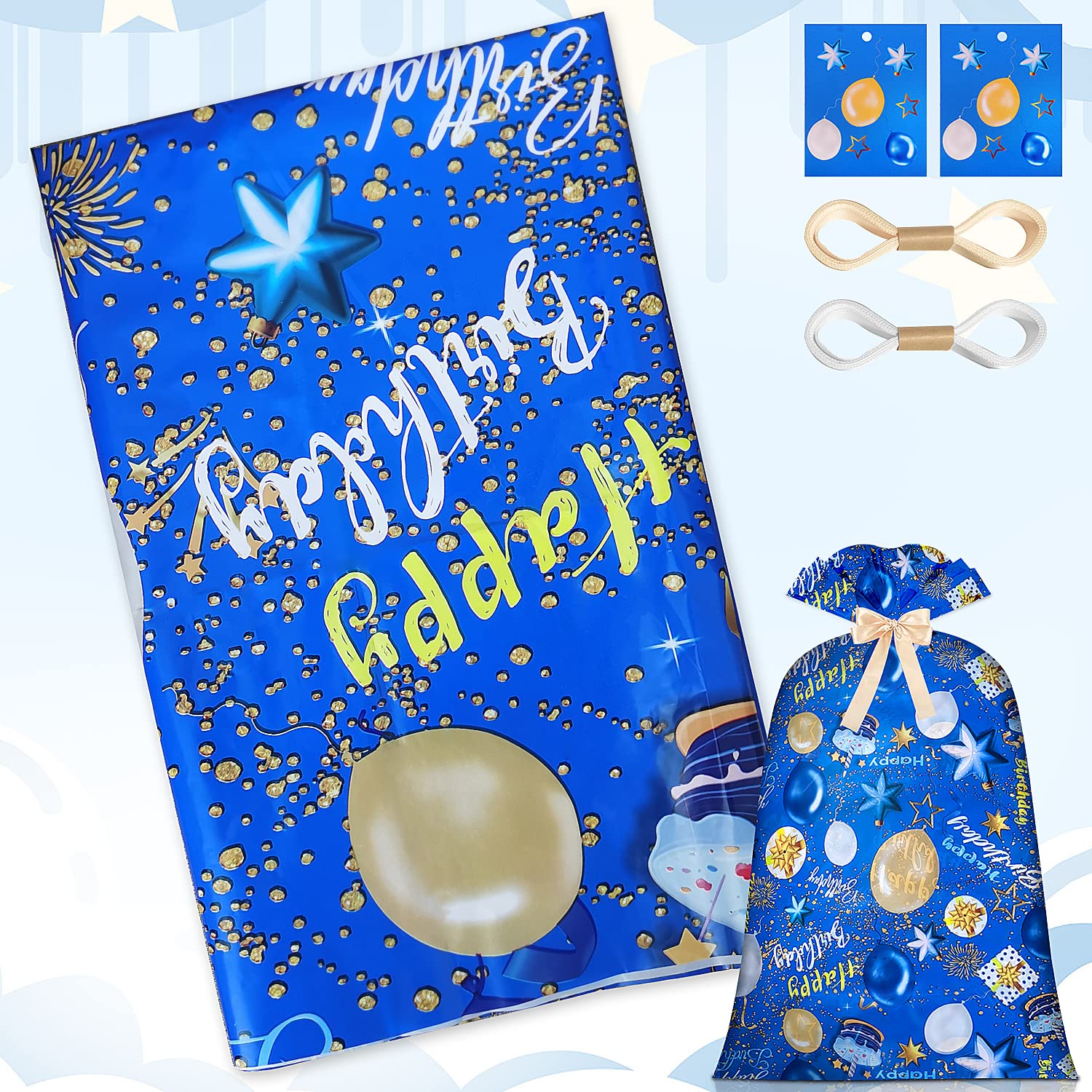 Extra Large Gift Bag Jumbo Giant Gift Bags,Oversized XL Big Huge Gift Bag for Present,Blue Gift Wrap Birthday Bag Plastic Bike Wrapping Bag for Large Gifts for Boy Men Child Kids(48inch 1Pack)