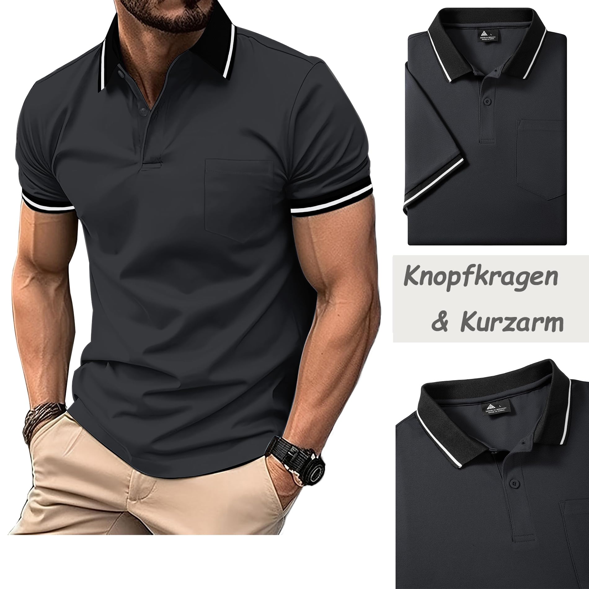 SwissWell 5er Pack Poloshirt Herren Kurzarm Atmungsaktiv Poloshirt Set Leichtes Golf Polohemd Polo T Shirt mit Brusttasche