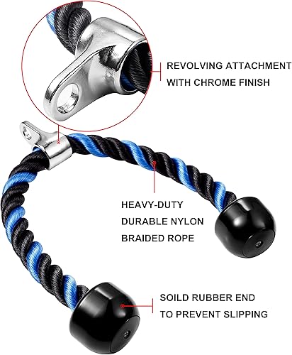 Miniatura 2 de Cable de tracción de cuerda de tríceps de lujo, 27 y 36 pulgadas de longitud, fácil de agarrar y antideslizante, accesorio de cable para ejercicio