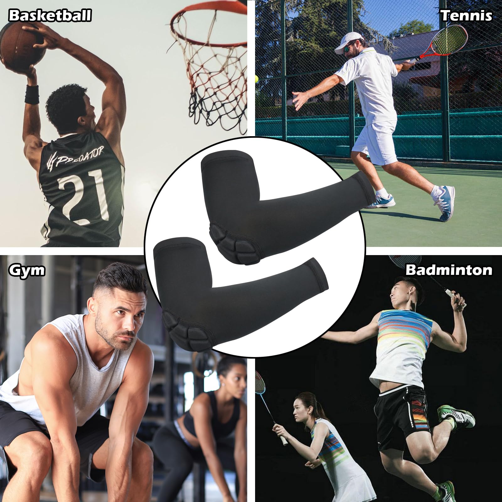 1 Paire Rembourré Coudière Volleyball, Manchon de Compression Bras, Protege-Coude Musculation, Coudière Anti-Chocs pour Basket-Ball Cricket
