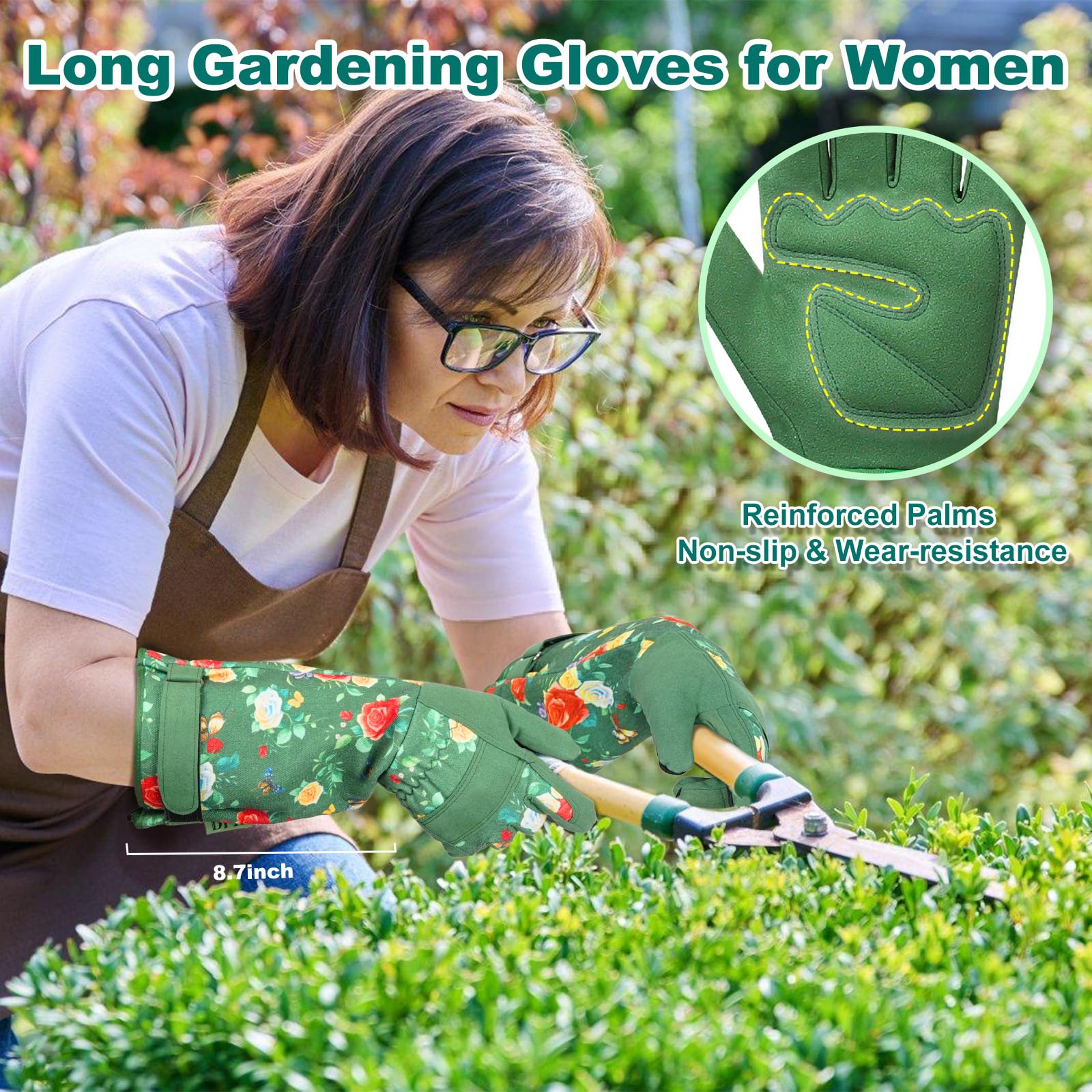 DLY Gardening-Gloves-for-Women, Breathable and Comfortable Long-Leather-Garden-Gloves - Image 3
